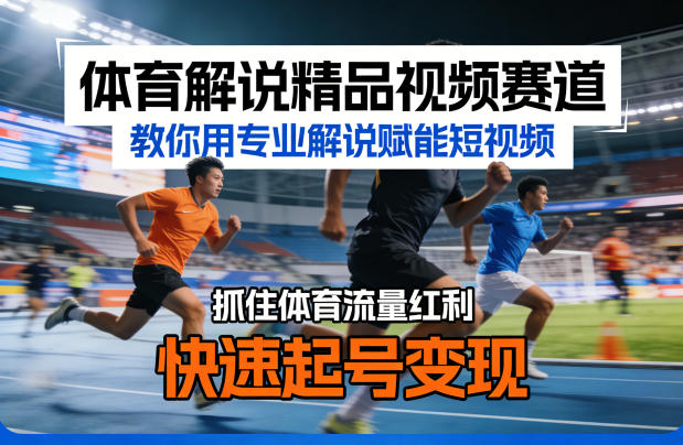 体育解说精品视频赛道，教你用专业解说赋能短视频，抓住体育流量红利，快速起号变现-聚业