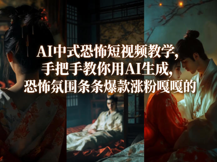 AI中式恐怖短视频教学,手把手教你用AI生成,恐怖氛围条条爆款涨粉嘎嘎的-聚业