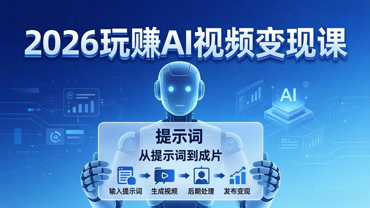 2026玩赚AI视频变现课：掌握 AI 视频全流程技能，从提示词到成片高效产出-聚业