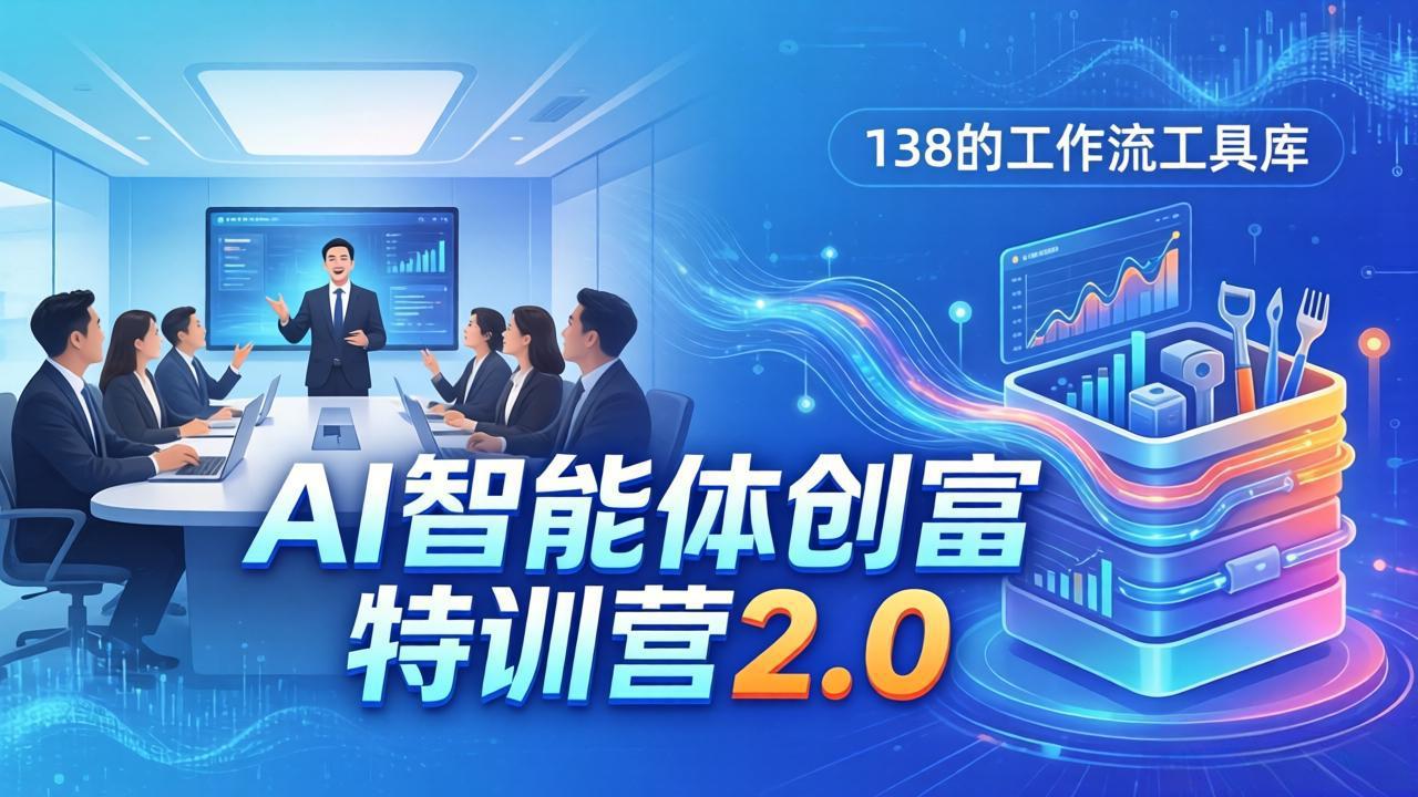 AI智能体创富训练营2.0:3天闭门直播+视频课+工具库,从0到1搭建智能体附138个工作流-聚业