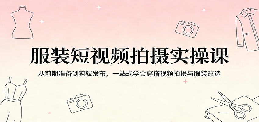 服装短视频拍摄实操课:从前期准备到剪辑发布,一站式学会穿搭视频拍摄与服装改造-聚业