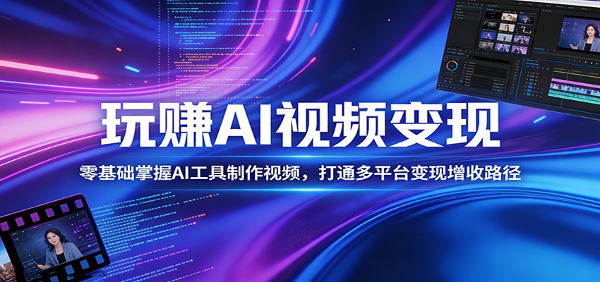玩赚AI视频变现,零基础掌握AI具制作视频,打通多平台变现增收路径-聚业