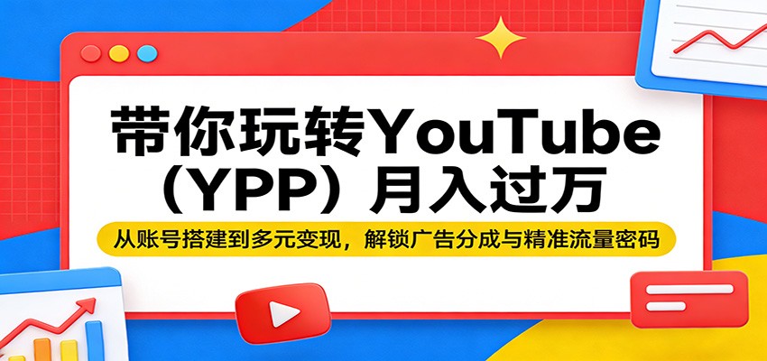 带你玩转YouTube(YPP)月入过万:从账号搭建到多元变现,解锁广告分成与精准流量密码-聚业