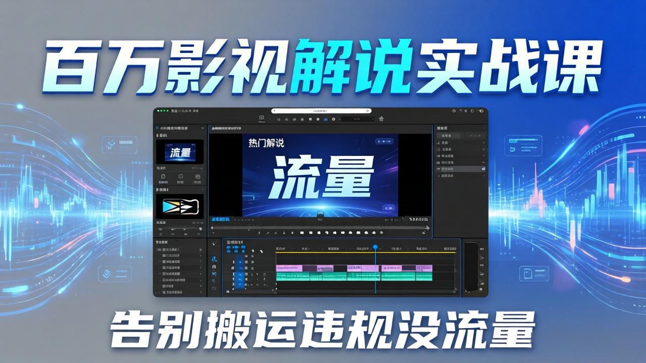 百万影视解说实战课:告别搬运违规没流量,AI文案+配音+剪映,做出能上热门的解说视频-聚业