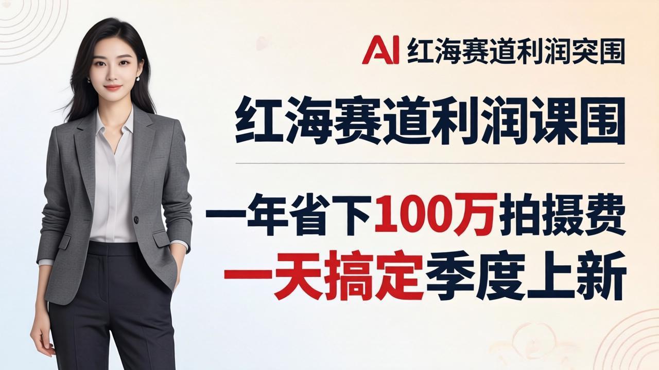 服装老板AI模特图课：一年省下100万拍摄费，一天搞定季度上新，红海赛道利润突围-聚业