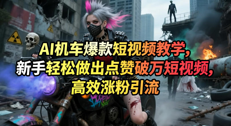 AI机车爆款短视频教学，新手轻松做出点赞破万短视频，高效涨粉引流-聚业