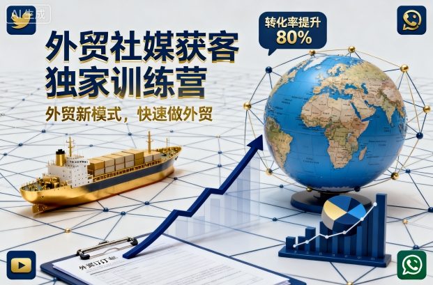 外贸社媒获客独家训练营,外贸新模式,快速做外贸(更新26年3月)-聚业