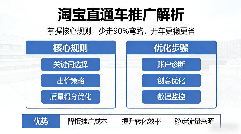 淘宝直通车推广解析,掌握核心规则,少走90%弯路,开车更稳更省-聚业
