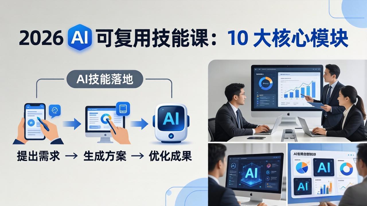2026AI可复用技能-4月新课:10大核心模块,手把手教你把AI用进工作、产出成果-聚业