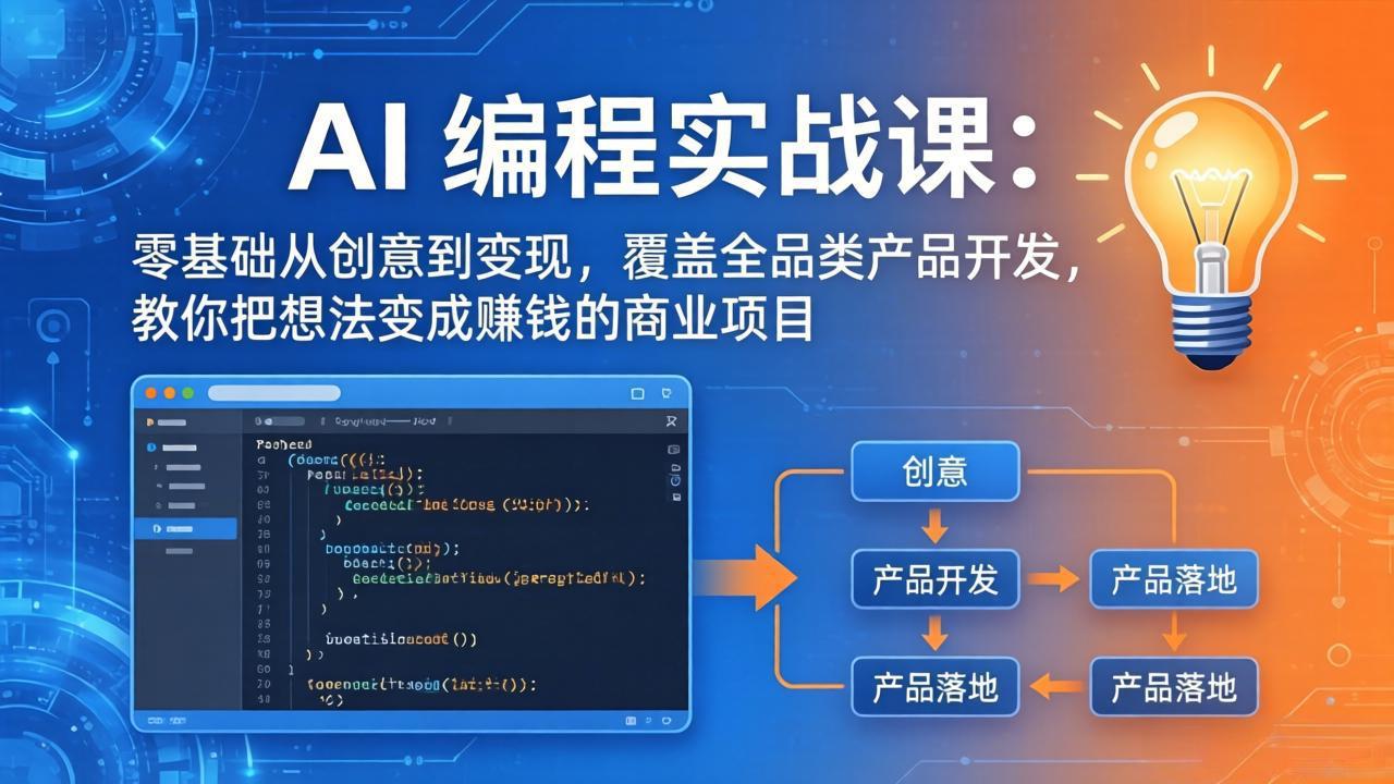 AI编程实战课-第三期-更新:零基础从创意到变现,覆盖全品类产品开发,把想法变成赚钱的项目-聚业