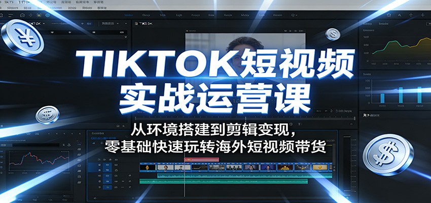 TIKTOK短视频实战运营课:从环境搭建到剪辑变现,零基础快速玩转海外短视频带货-聚业