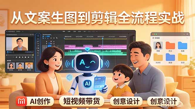 原创 AI 剧情短视频带货：AI+家庭剧情+带货广告，从文案生图到剪辑全流程实战-聚业