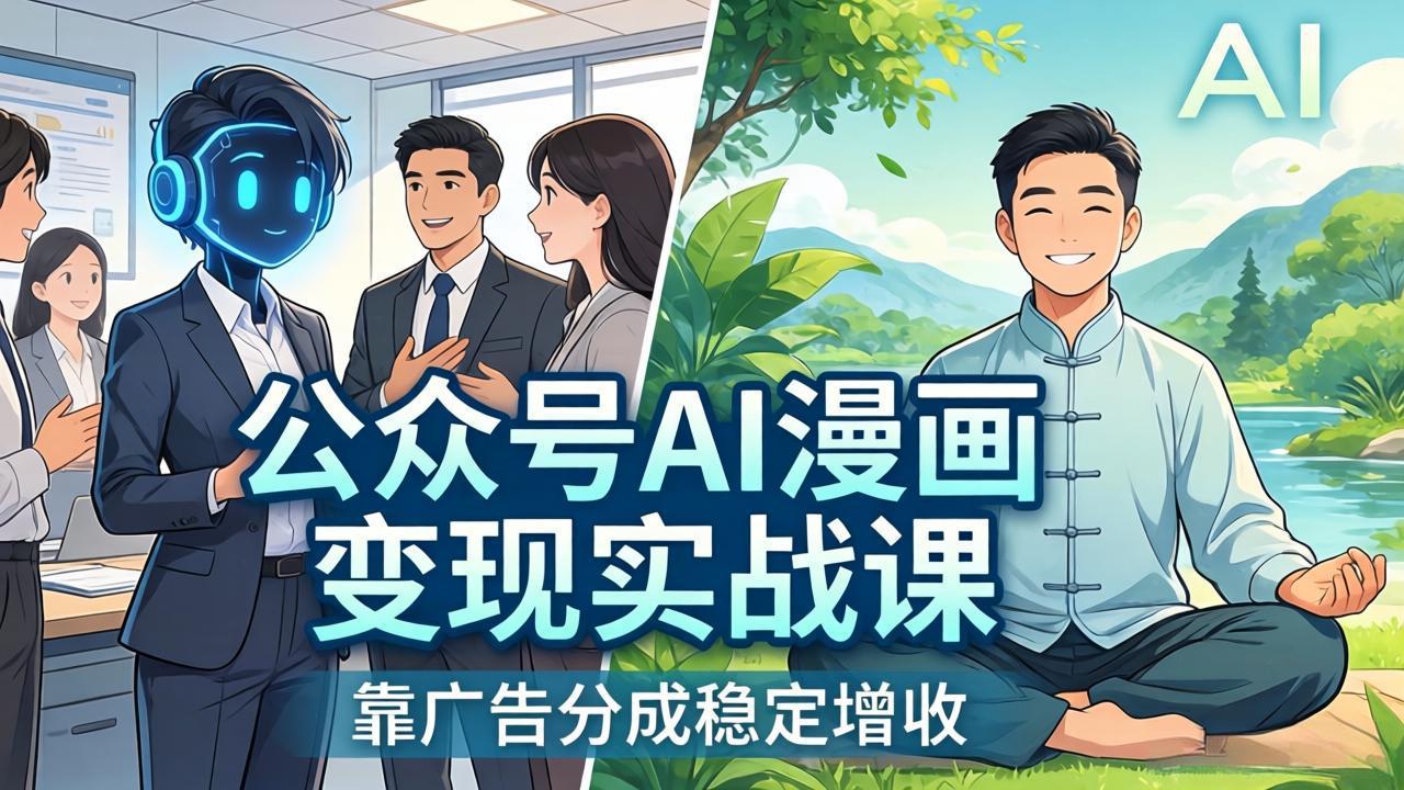 公众号AI漫画变现实战课：星座/职场/养生多赛道+智能体发文，靠广告分成稳定增收-聚业