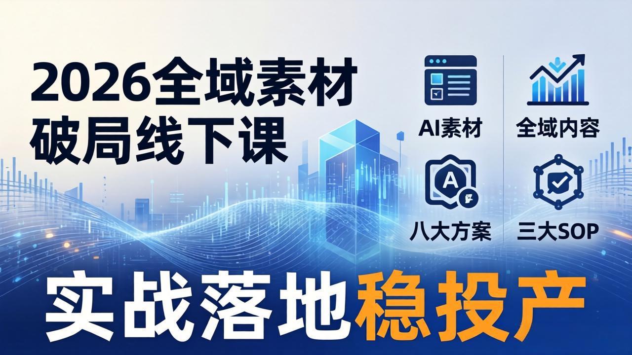 2026全域素材破局线下课：AI素材+全域内容+八大方案+三大SOP，实战落地稳投产-聚业