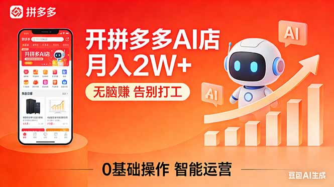开一家拼多多AI店，月入2W+，无脑赚，告别打工，附SOP手册-聚业