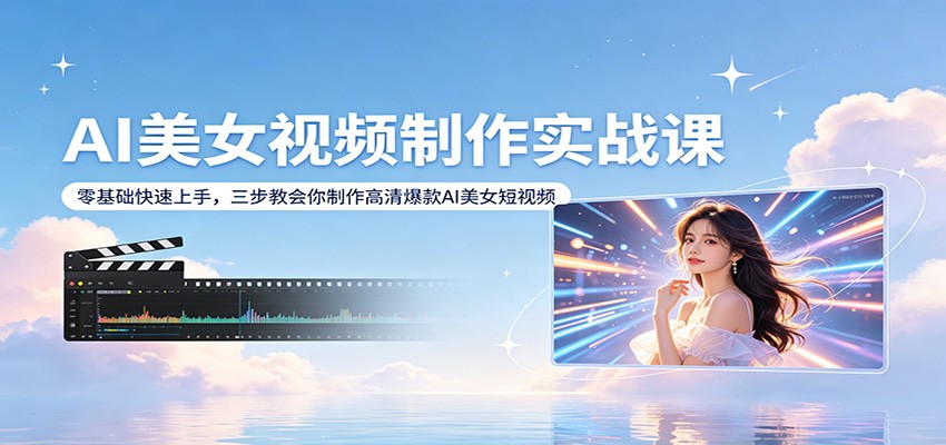 AI美女视频制作实战课:零基础快速上手,三步教会你制作高清爆款AI美女短视频-聚业