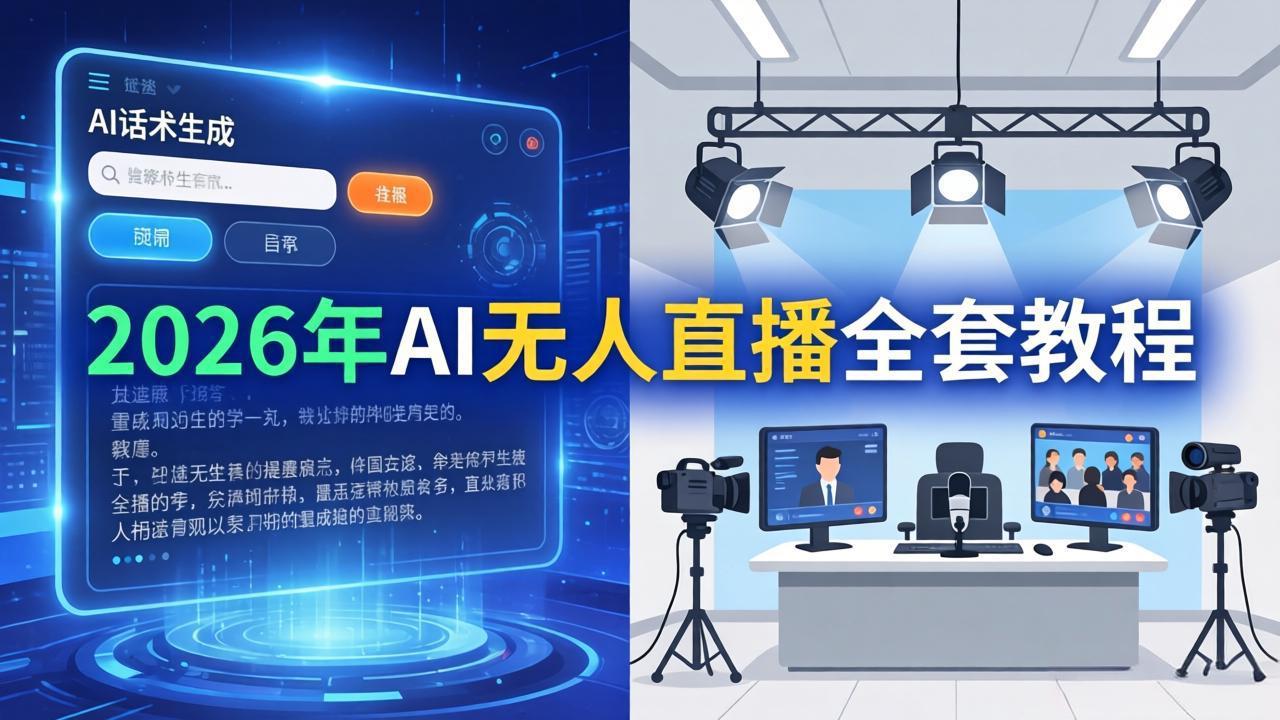2026年AI无人直播全套教程:OBS安装+软件配置+直播间搭建+话术生成+一键开播实操-聚业