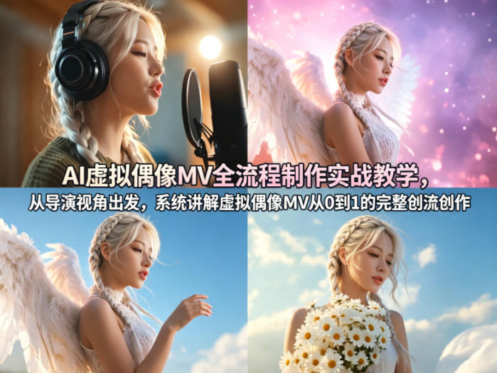 AI虚拟偶像MV全流程制作实战教学,从导演视角出发,系统讲解虚拟偶像MV从0到1的完整创作流程-聚业