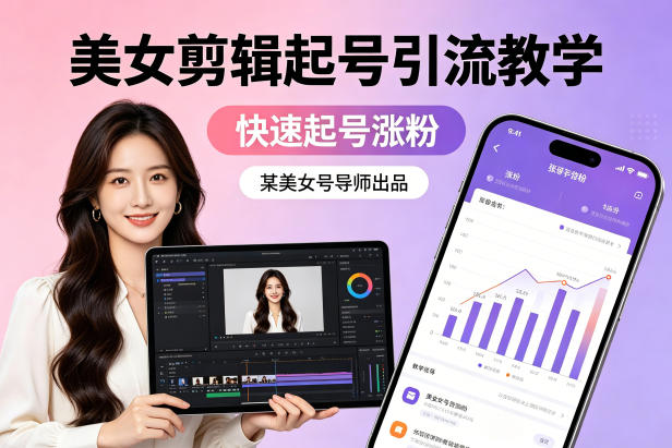 某美女号导师出品:美女剪辑起号引流教学,快速起号涨粉-聚业