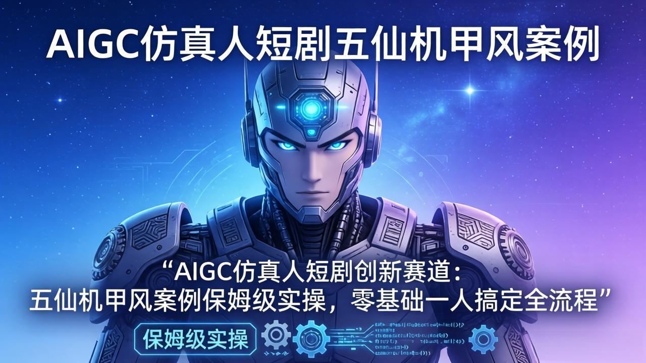 AIGC仿真人短剧创新赛道:五仙机甲风案例保姆级实操,零基础一人搞定全流程-聚业