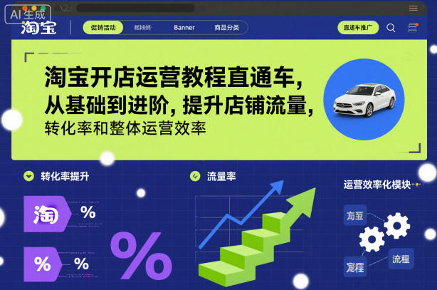 淘宝开店运营教程直通车,从基础到进阶,提升店铺流量,转化率和整体运营效率(更新26年4月10日)-聚业