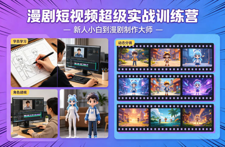 漫剧短视频超级实战训练营,新人小白到漫剧制作大师-聚业
