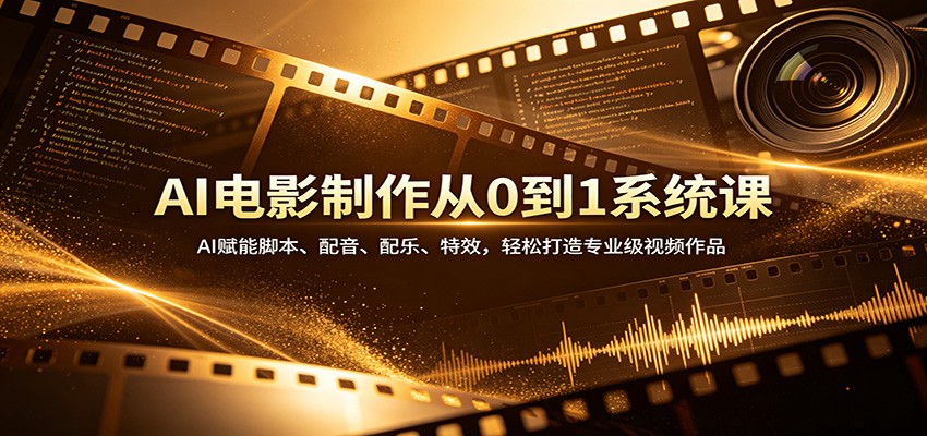AI电影制作从0到1系统课:AI赋能脚本、配音、配乐、特效,轻松打造专业级视频作品-聚业