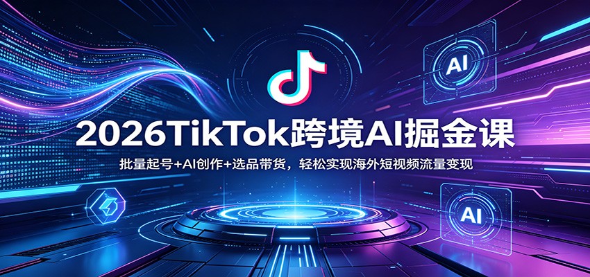 2026TikTok跨境AI掘金课：批量起号+AI创作+选品带货，轻松实现海外短视频流量变现-聚业
