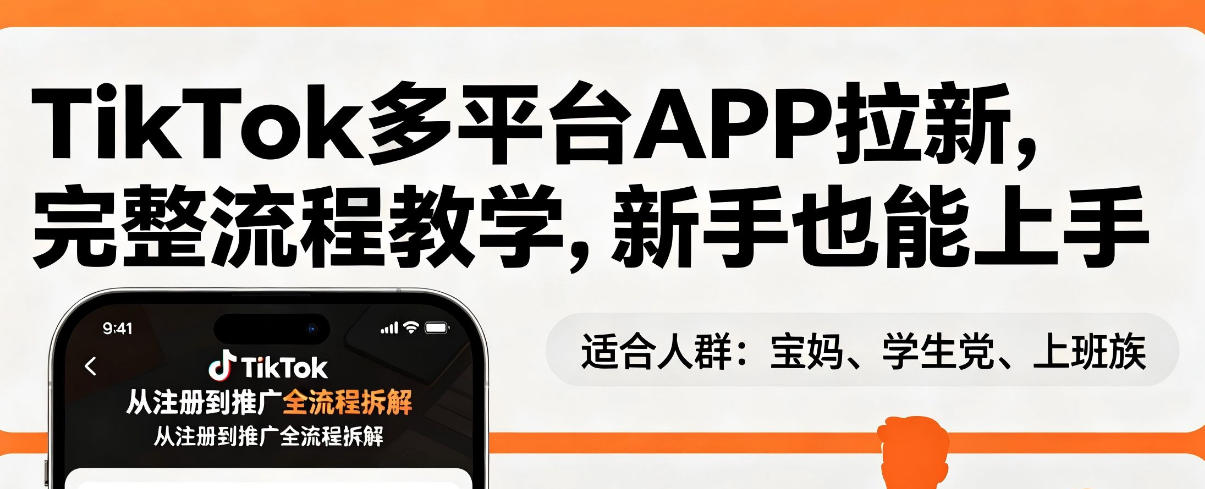 TikTok多平台APP拉新,完整流程教学,新手也能上手,轻松出海搞美金-聚业