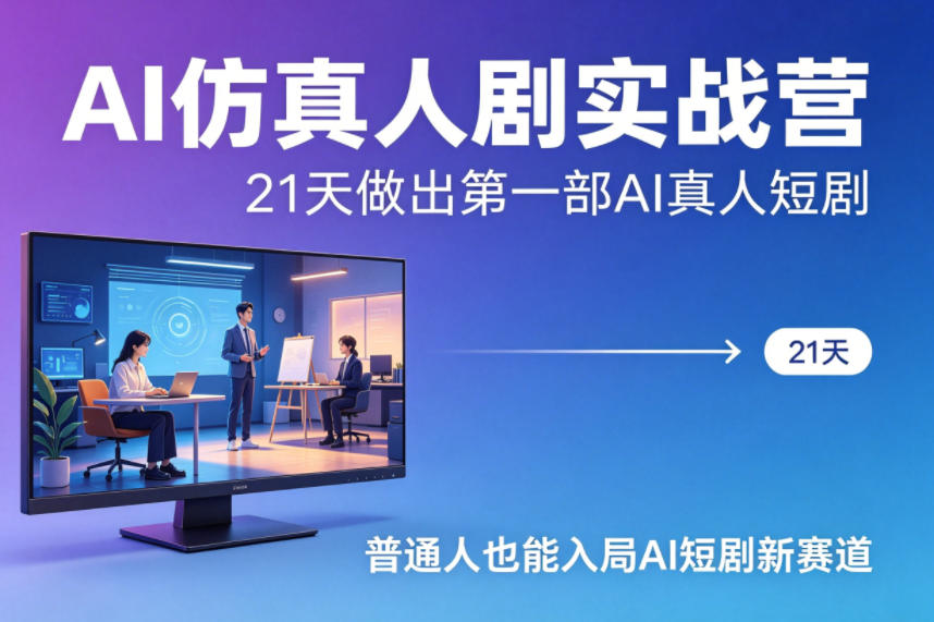 AI仿真人剧实战营,21天做出第一部AI真人短剧,普通人也能入局AI短剧新赛道-聚业