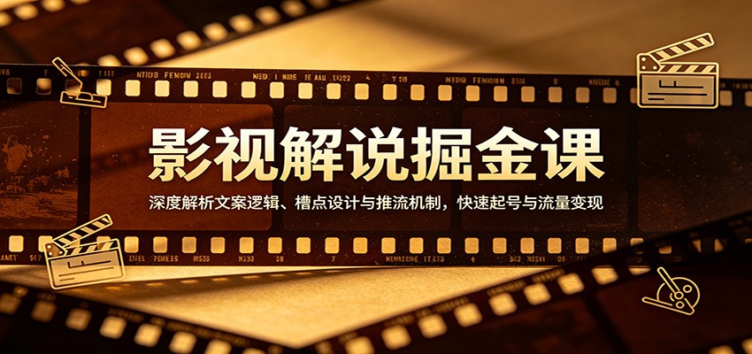 影视解说掘金课:深度解析文案逻辑、槽点设计与推流机制,快速起号与流量变现-聚业
