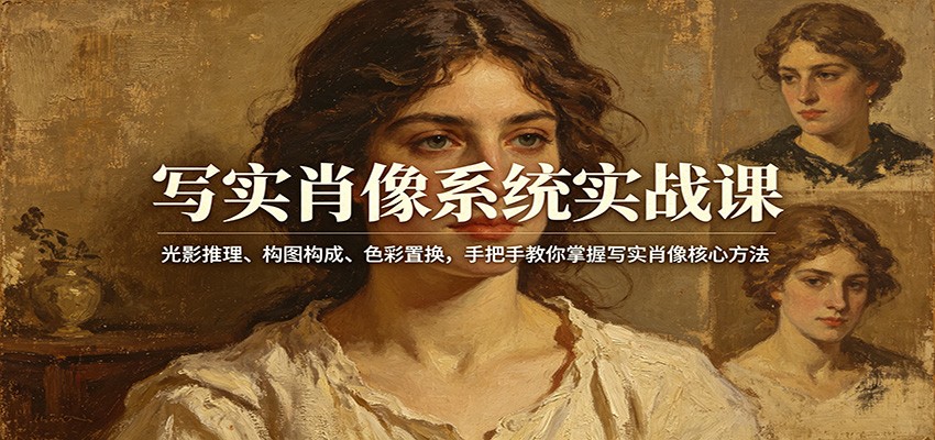 写实肖像系统实战课:光影推理、构图构成、色彩置换,手把手教你掌握写实肖像核心方法-聚业