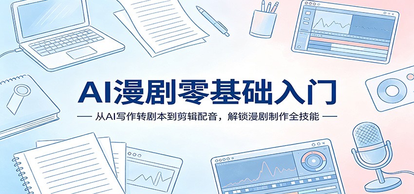 AI漫剧零基础入门：从AI写作转剧本到剪辑配音，解锁漫剧制作全技能-聚业