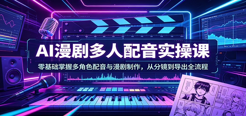AI漫剧多人配音实操课：零基础掌握多角色配音与漫剧制作，从分镜到导出全流程-聚业