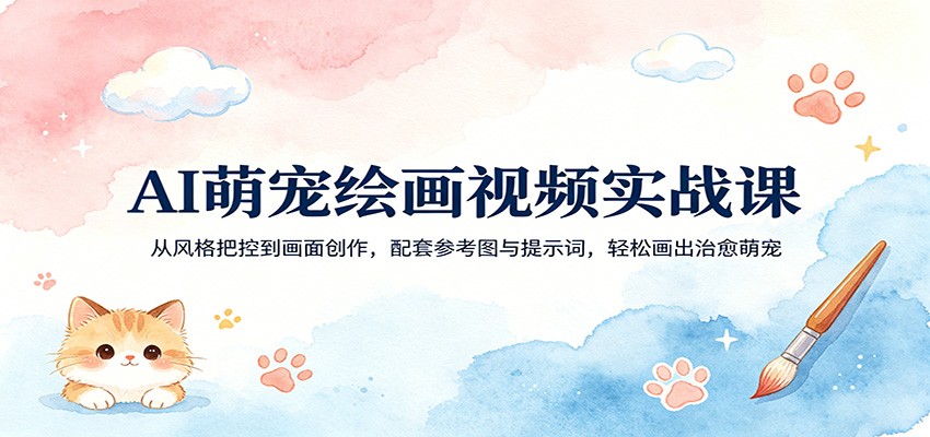 AI萌宠绘画视频实战课：从风格把控到画面创作，配套参考图与提示词，轻松画出治愈萌宠-聚业