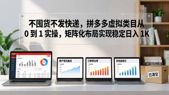 不囤货不发快递，拼多多虚拟类目从 0 到 1 实操，矩阵化布局实现稳定日入 1K-聚业