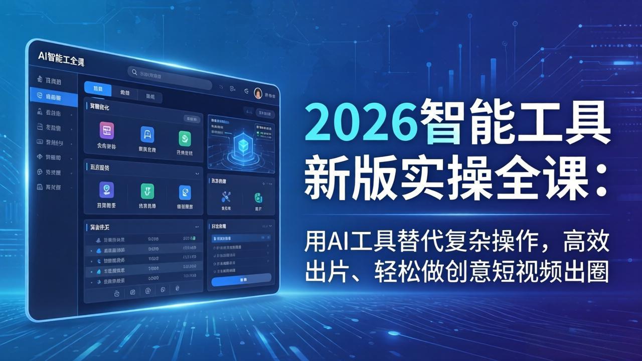 2026智能工具新版实操全课：用AI工具替代复杂操作，高效出片、轻松做创意短视频出圈-聚业