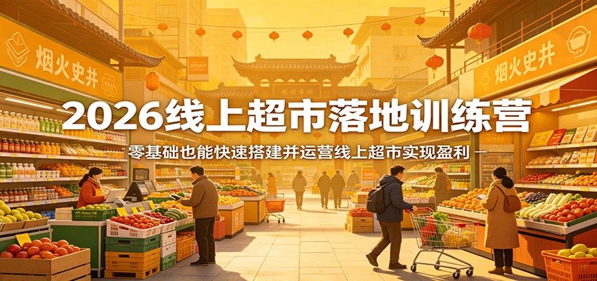 2026线上超市落地训练营，零基础也能快速搭建并运营线上超市实现盈利-聚业