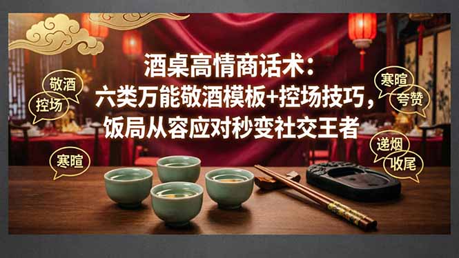 付费文章：酒桌高情商话术：六类万能敬酒模板+控场技巧，饭局从容应对秒变社交王者-聚业