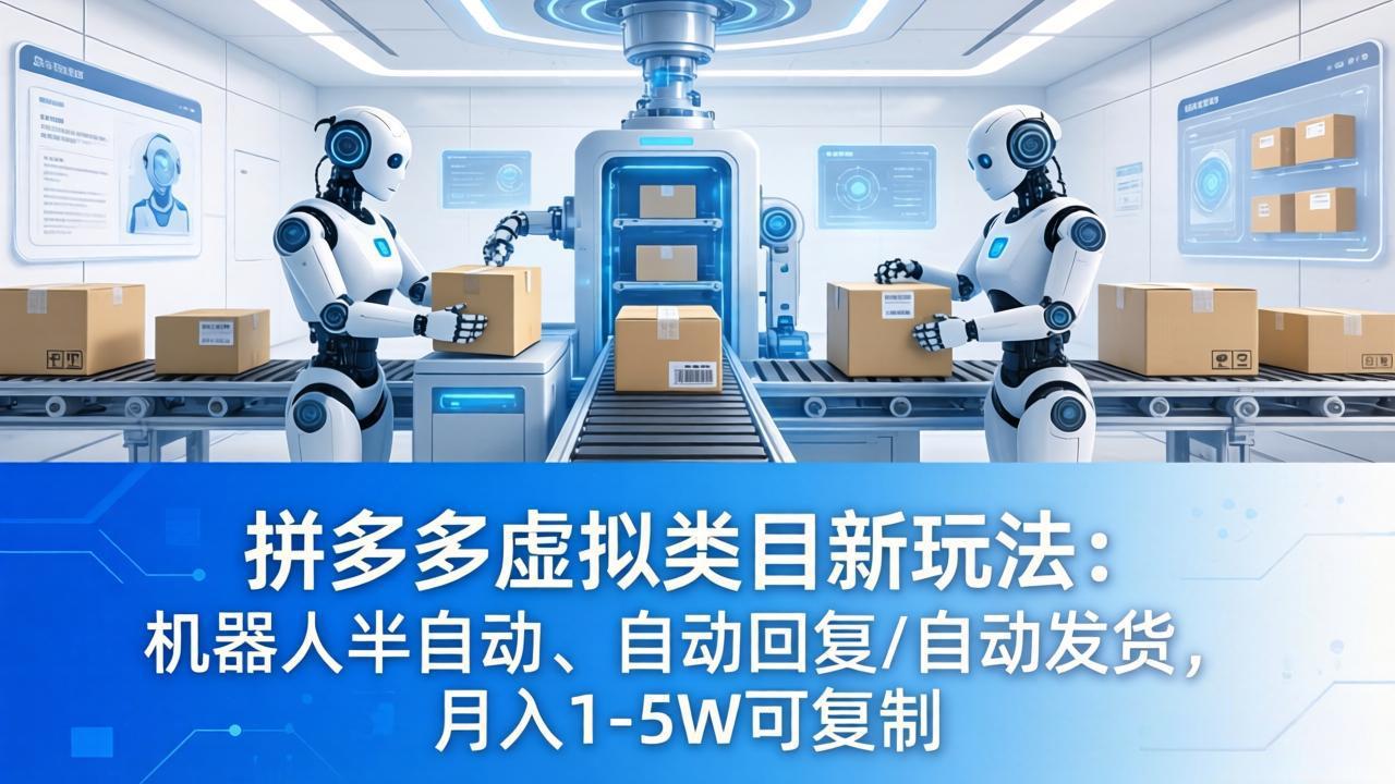 拼多多虚拟类目新玩法:机器人半自动、自动回复 /自动发货,月入 1-5W 可复制-聚业