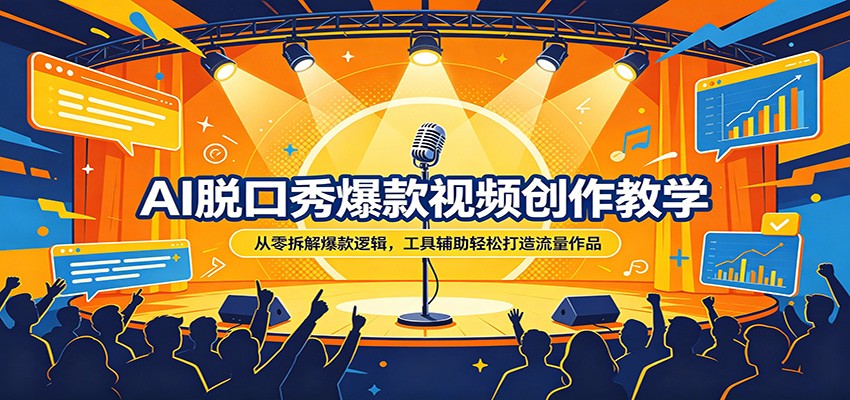 AI脱口秀爆款视频创作教学:从零拆解爆款逻辑,工具辅助轻松打造流量作品-聚业