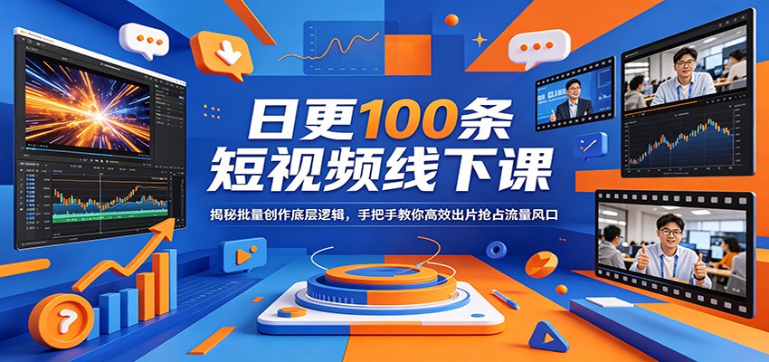 日更100条短视频线下课：揭秘批量创作底层逻辑，手把手教你高效出片抢占流量风口-聚业