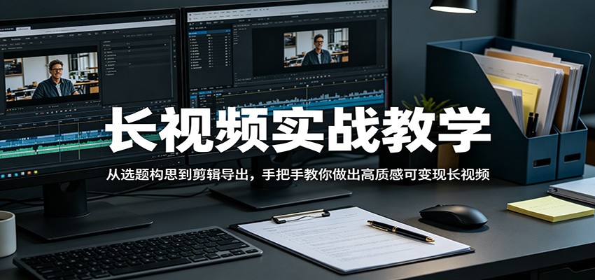 长视频实战教学，从选题构思到剪辑导出，手把手教你做出高质感可变现长视频-聚业