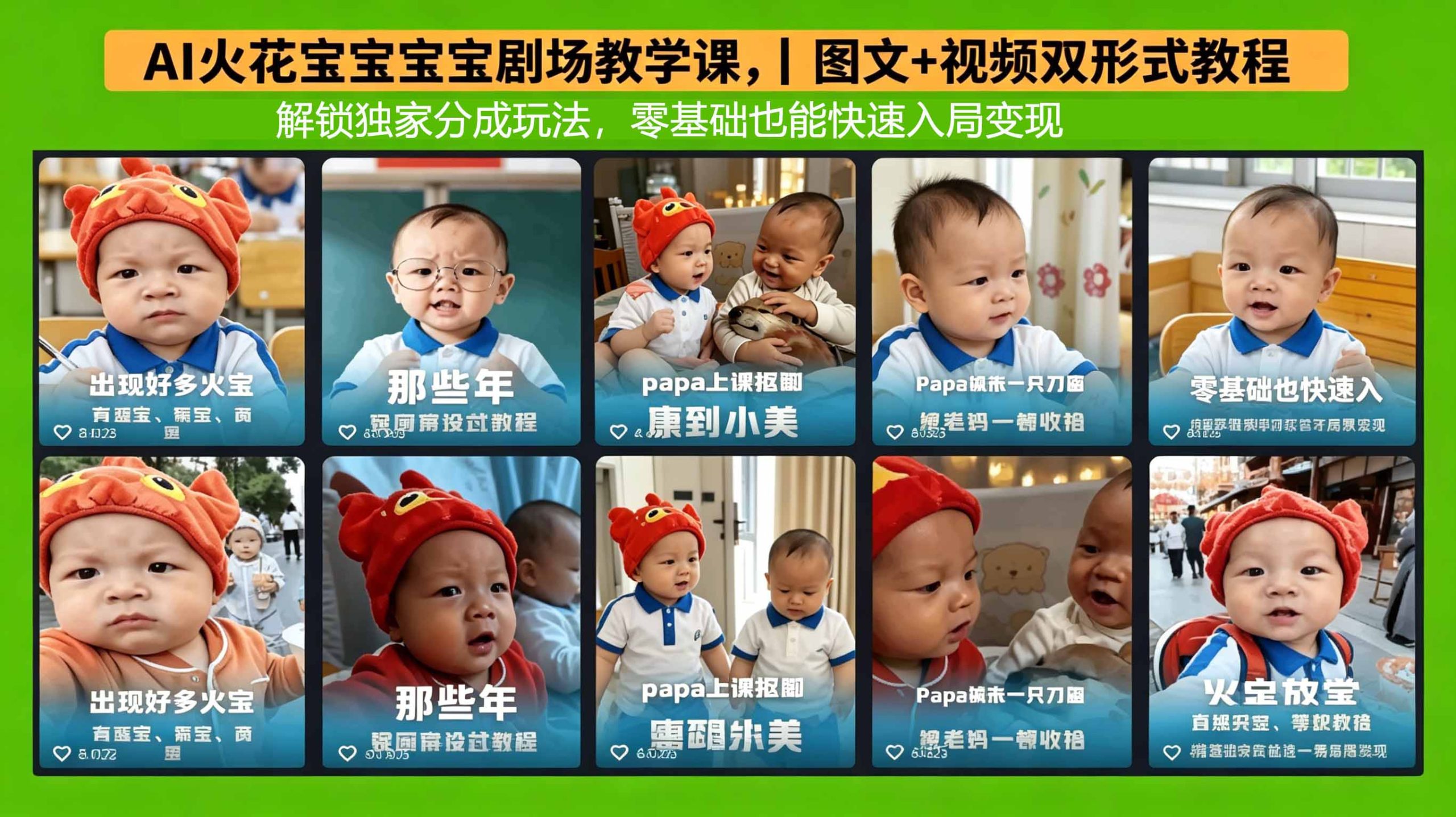 AI火花宝宝宝宝剧场教学课，图文+视频双形式教程，解锁独家分成玩法，零基础也能快速入局变现-聚业