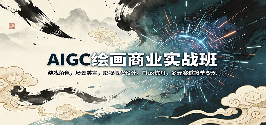 AIGC绘画商业实战班:游戏角色,场景美宣,影视概念设计,Flux炼丹,多元赛道接单变现-聚业