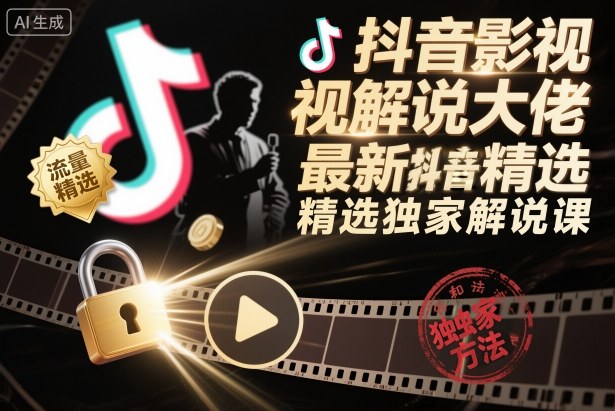 抖音影视解说大佬最新抖音进精选和独家方法，精选独家解说课(更新26年3月)-聚业
