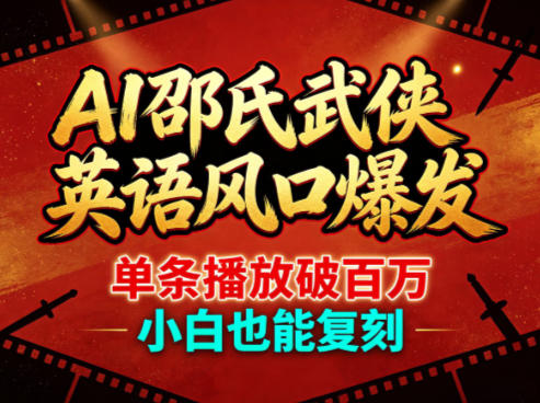 AI邵氏武侠英语风口爆发，单条播放破百万，小白也能复刻-聚业
