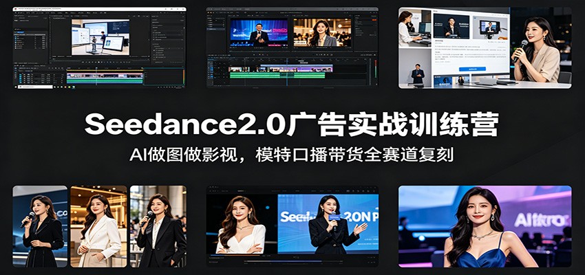 Seedance2.0广告实战训练营:AI做图做影视,模特口播带货全赛道复刻-聚业