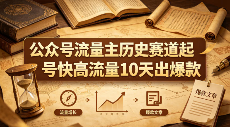 公众号流量主之历史赛道，起号快+高流量，10天就能出爆款！-聚业