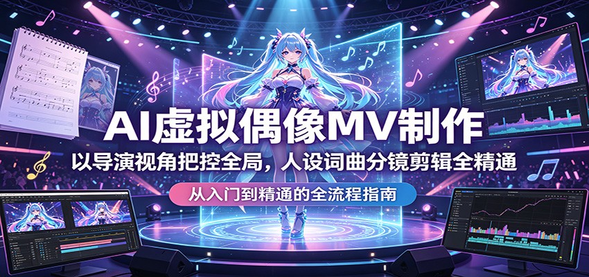 AI虚拟偶像MV制作:以导演视角把控全局,人设词曲分镜剪辑全精通-聚业